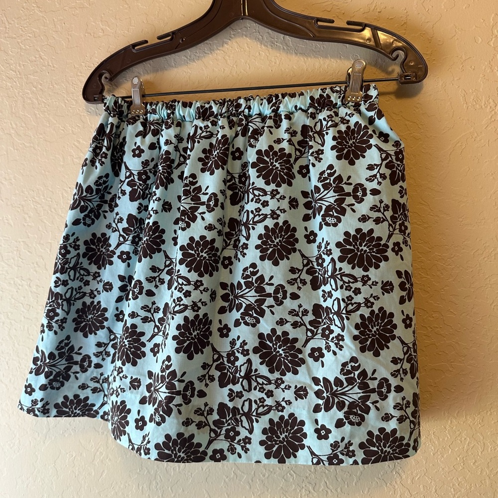 Kelly's Kids Girls Skirt Size 7-8 Reversible Pink/Brown Light Blue/Brown Fleur